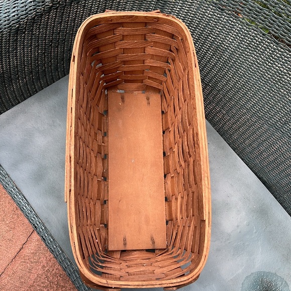 Vintage Basketville handwoven wood footed magazine basket